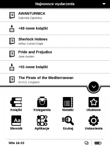 Pocketbook 625 Basic Touch 2 menu