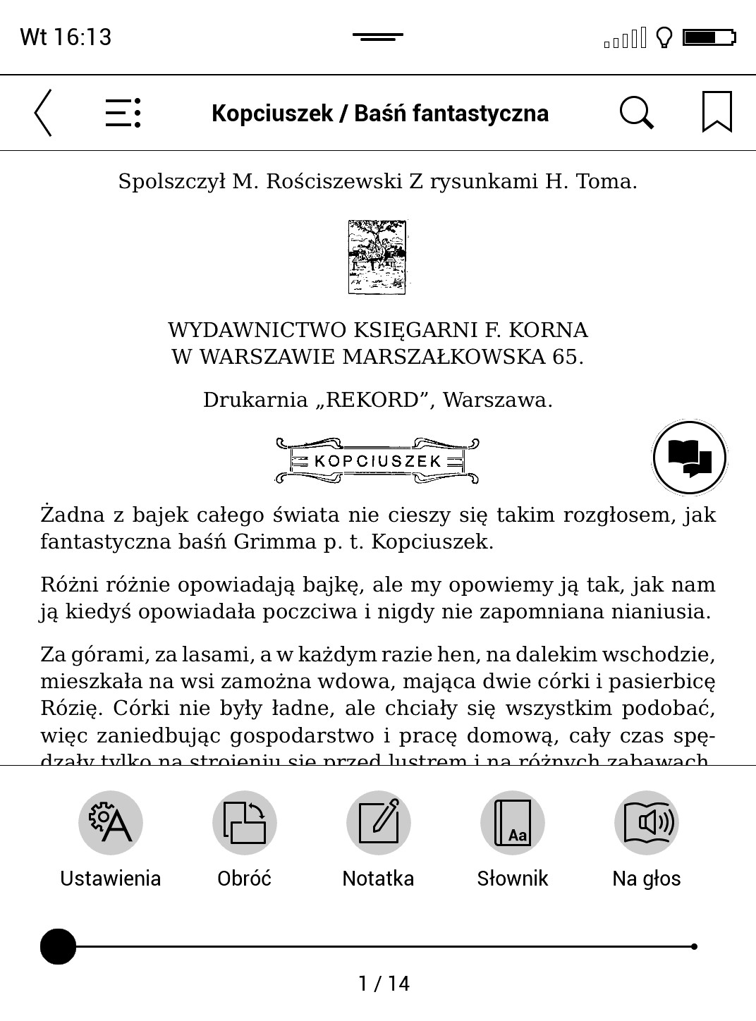 kontekstowe menu książki