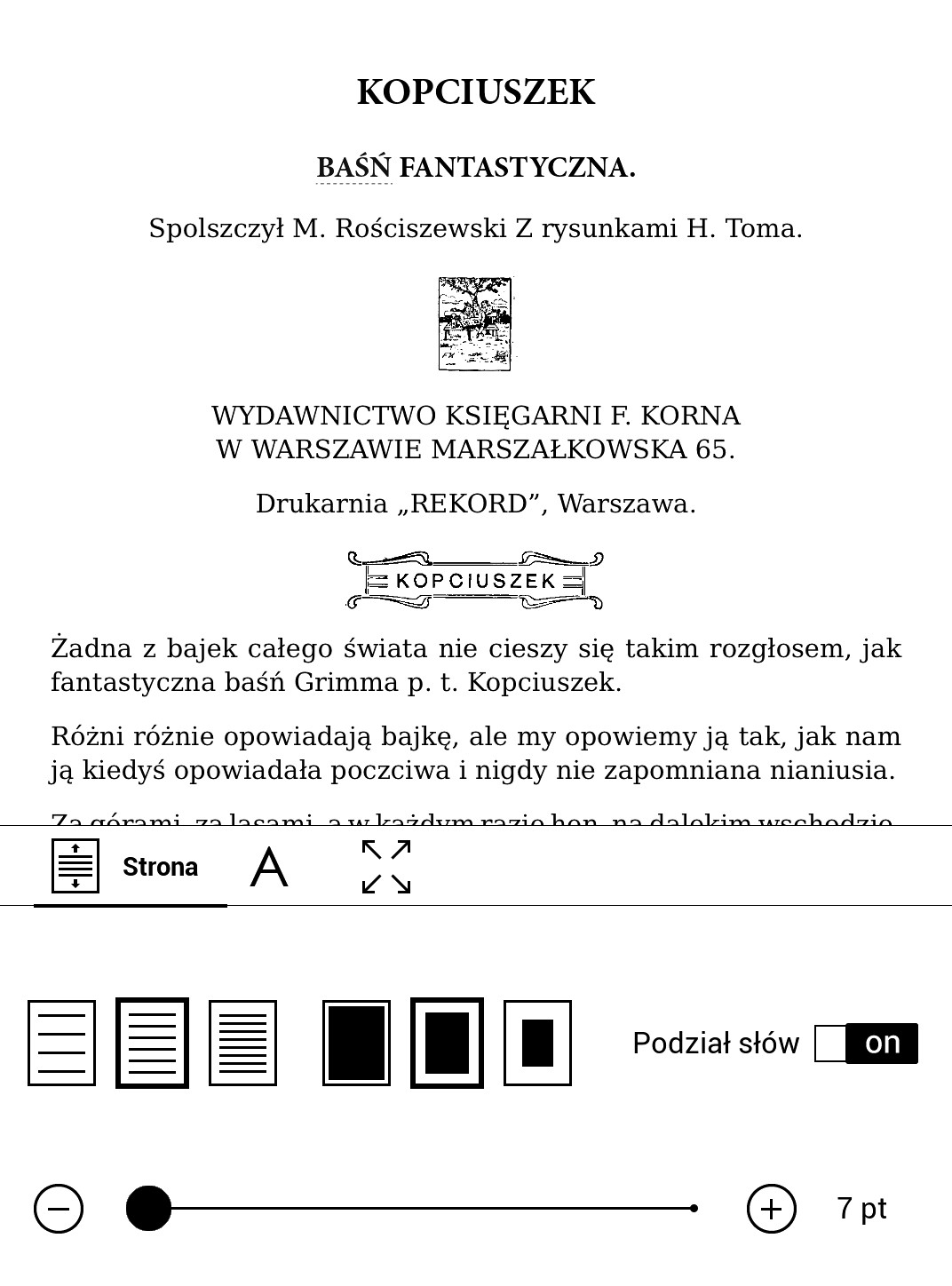 ustawienia książki 