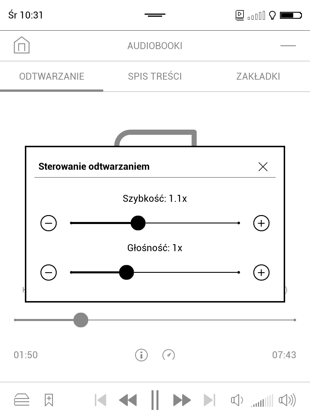 audiobooki - odtwarzanie