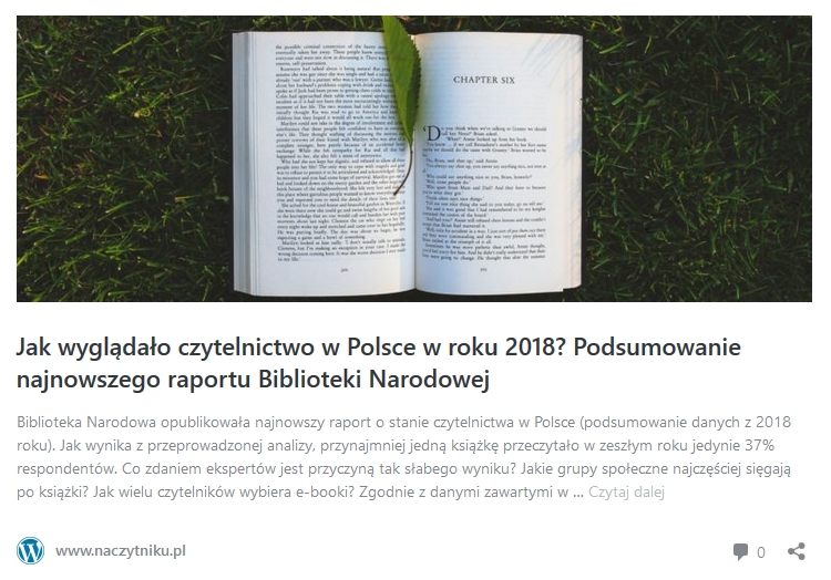 Raport o czytelnictwie w Polsce w 2018 roku