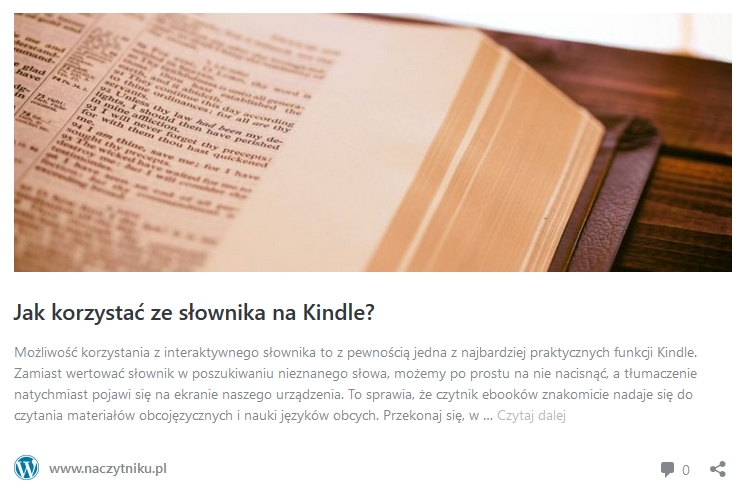 słownik na kindle - odnośnik do artykułu