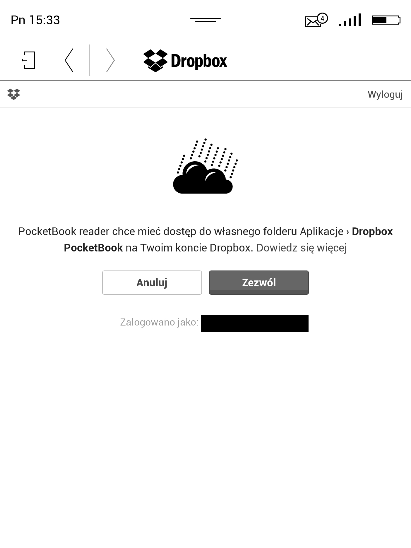 Łączenie usługi Dropbox z czytnikiem PocketBook