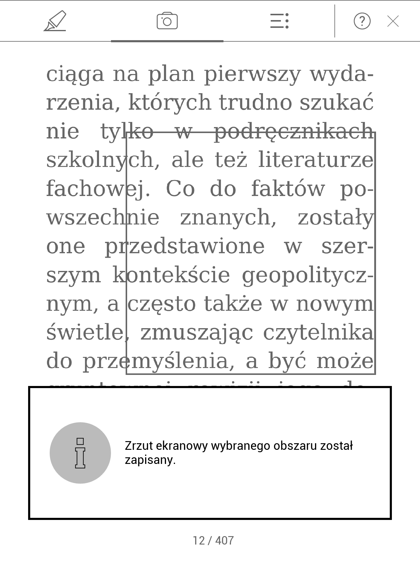 Zapisywanie fragmentów tekstu w formie obrazów na PocketBooku