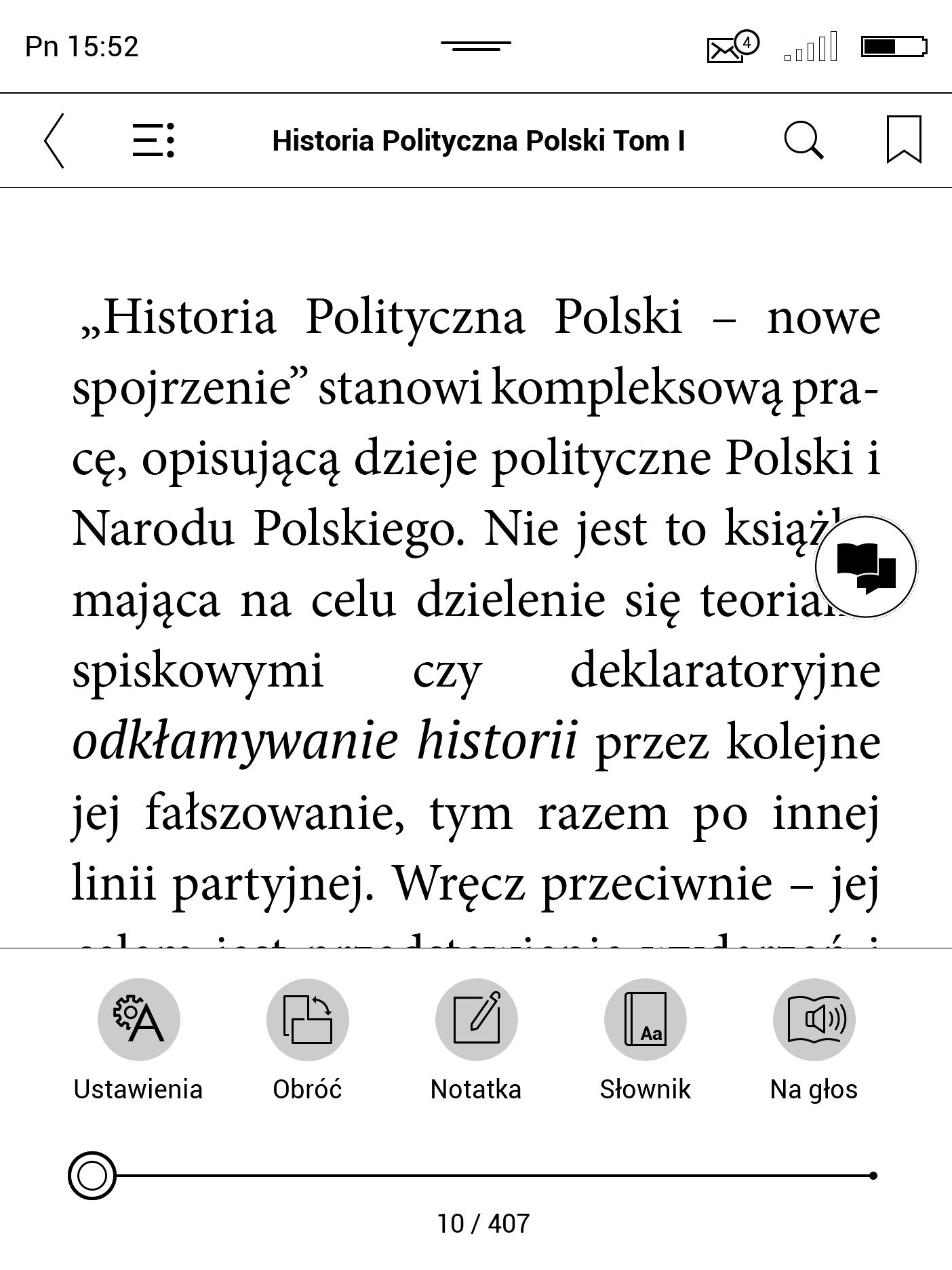 Włączanie trybu Notatka na PocketBooku