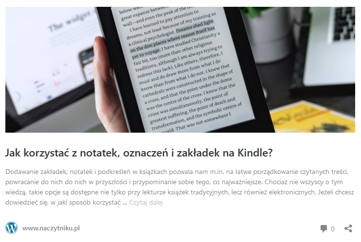 notatki na kindle - odnośnik do artykułu