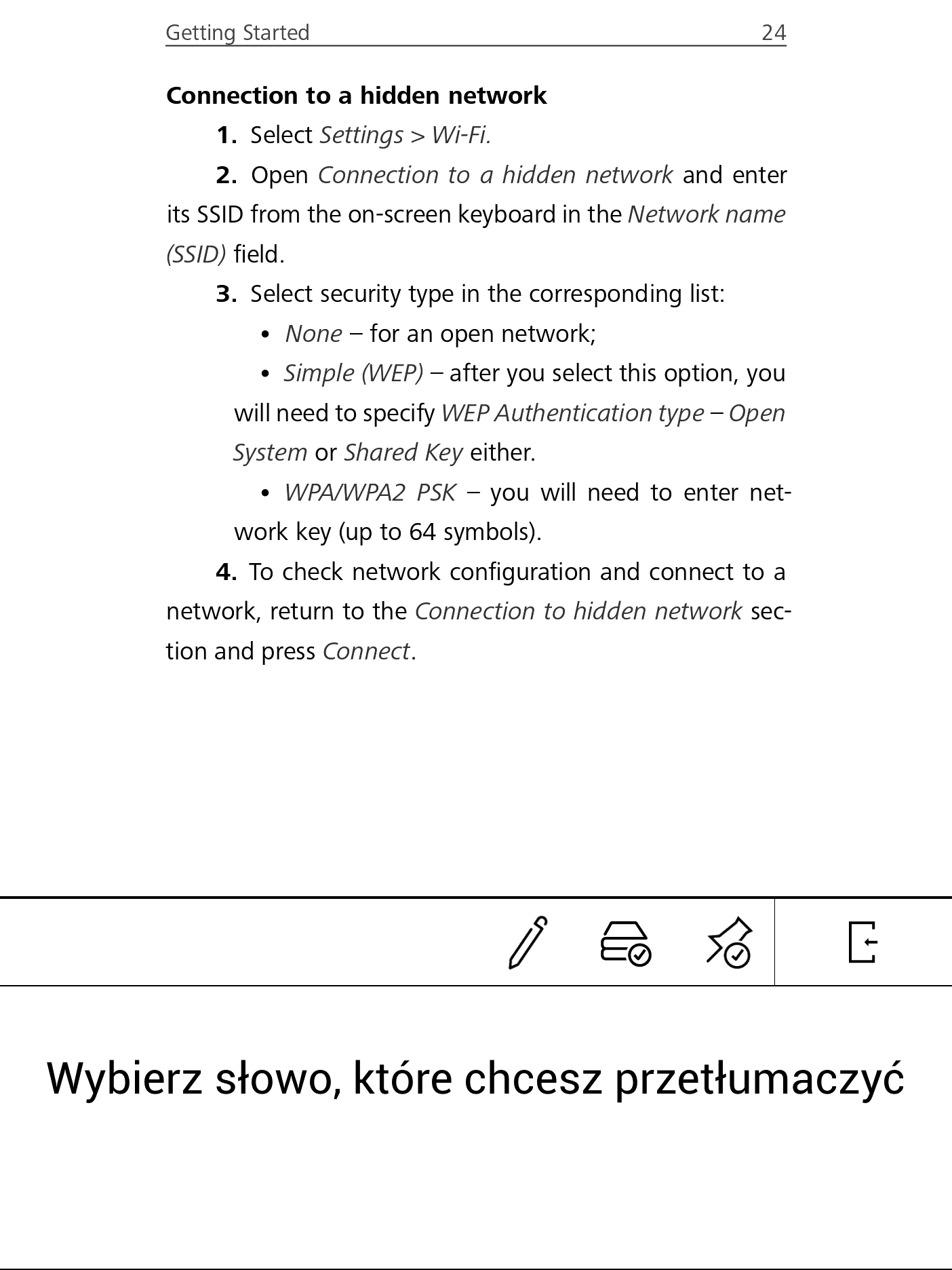 Włączanie Trybu Słownika na PocketBooku
