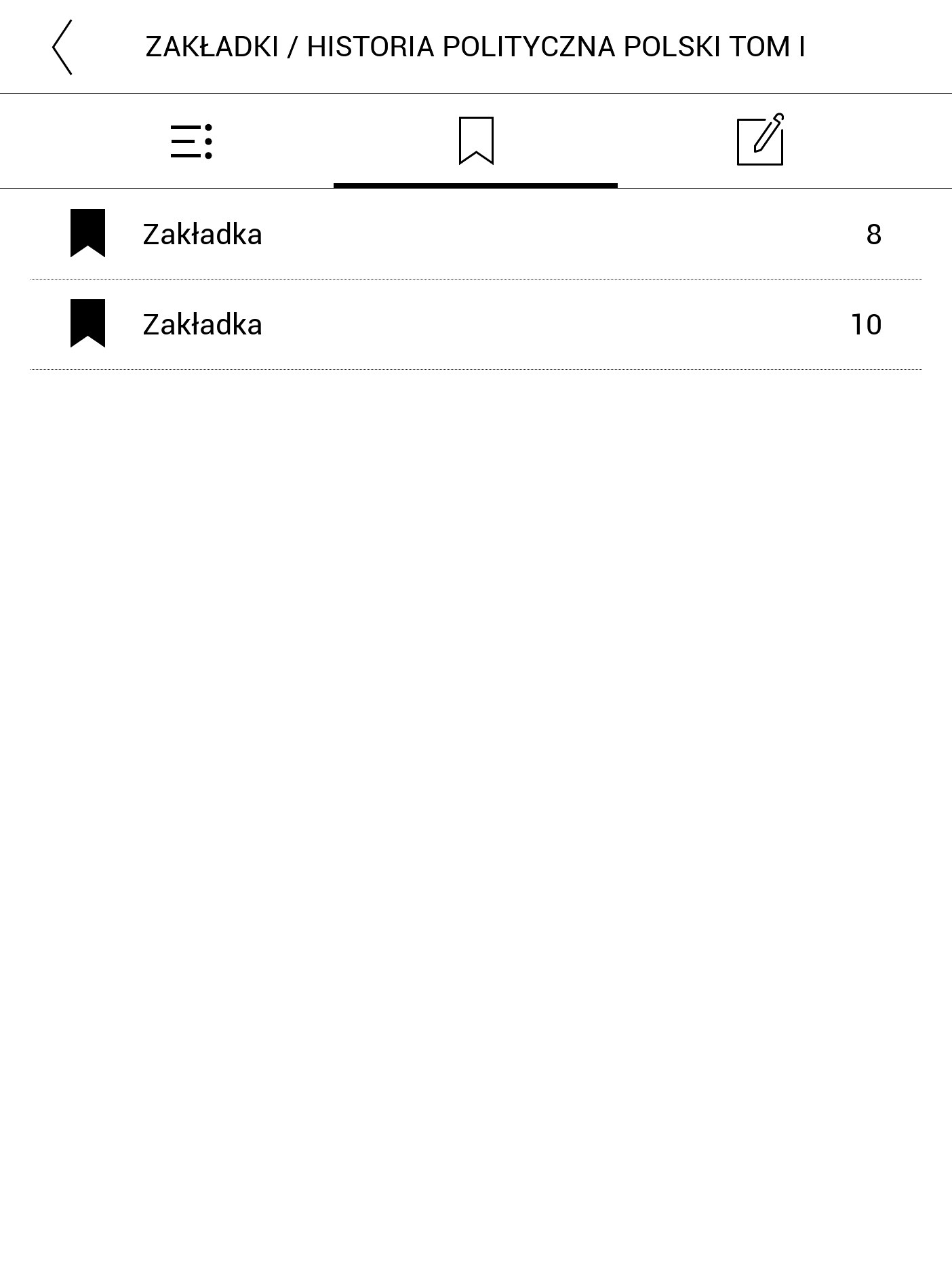Przeglądanie zakładek w spisie treści książek EPUB na PocketBooku