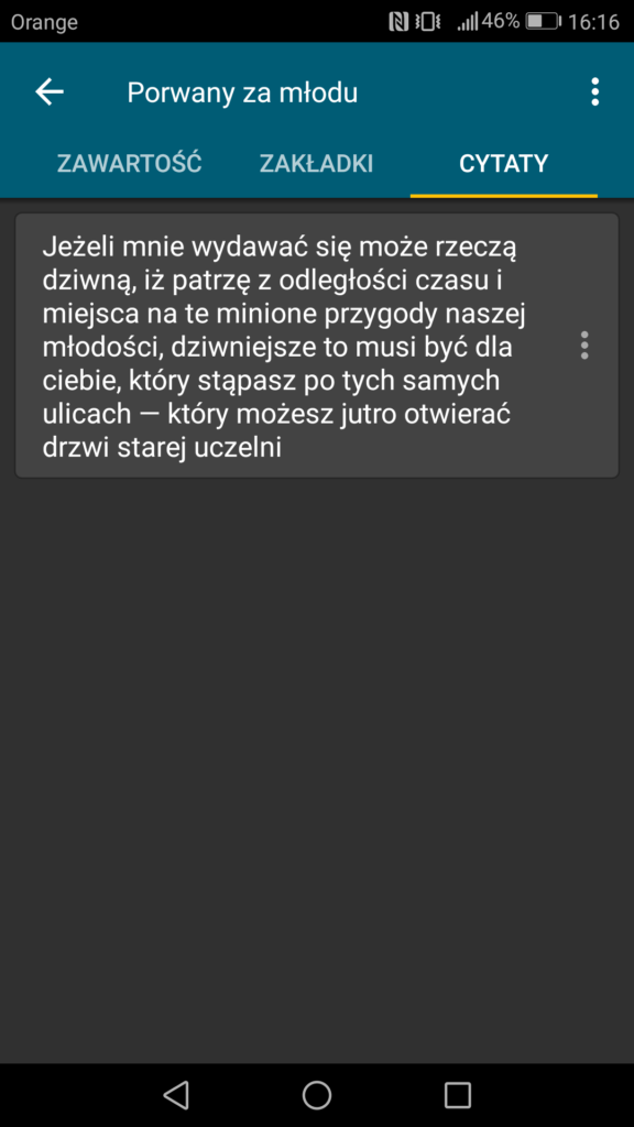 Podgląd zapisanych cytatów i zakładek