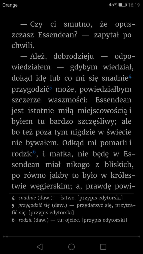 Tryb nocny wyświetlania tekstu w ReadEra