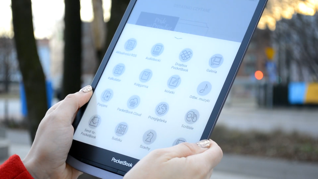 Podgląd menu z aplikacjami na PocketBooku InkPad X