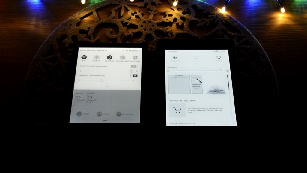 PocketBook Touch HD 3 vs Kindle Paperwhite 4 (regulacja podświetlenia)