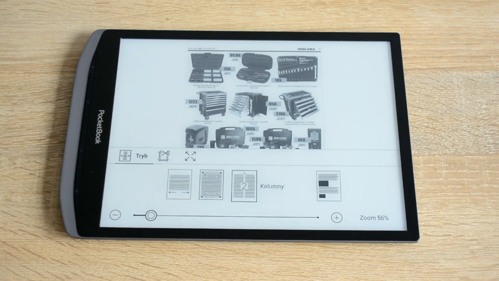 4 tryby dopasowywania tekstu i obrazu do szerokości ekranu na czytniku PocketBook InkPad X