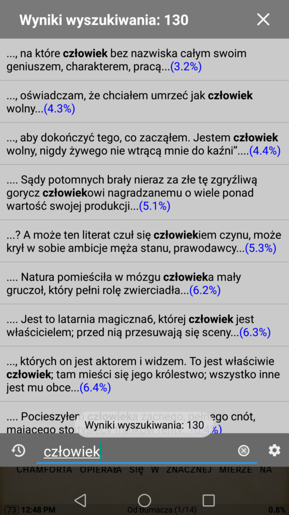 Przeszukiwanie zawartości ebooków w aplikacji Moon+ Reader