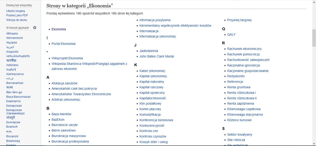 Strony w kategorii Ekonomia na Wikipedii