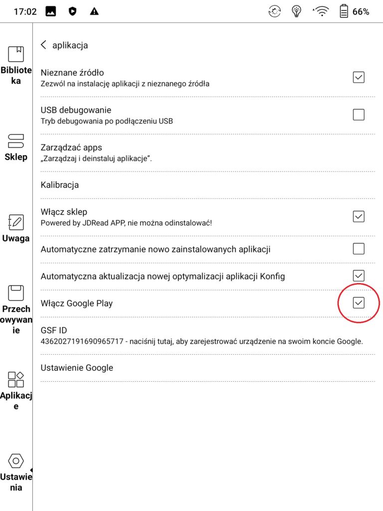 Włączanie Google Play na czytniku Onyx Boox