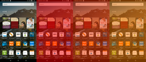 Działanie filtra Blue Shade na tablecie Kindle Fire
