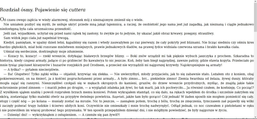 Podgląd rozdziału ebooka w przeglądarce internetowej