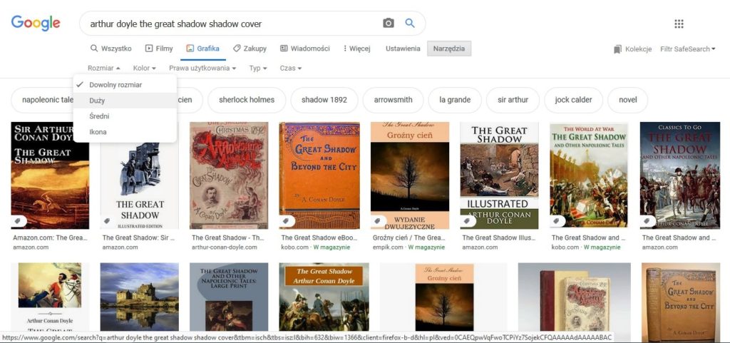 Wyszukiwanie odpowiedniej okładki ebooka