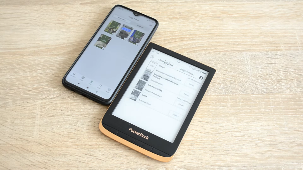 Wygląd aplikacji Legimi na smartfonie i czytniku ebooków PocketBook