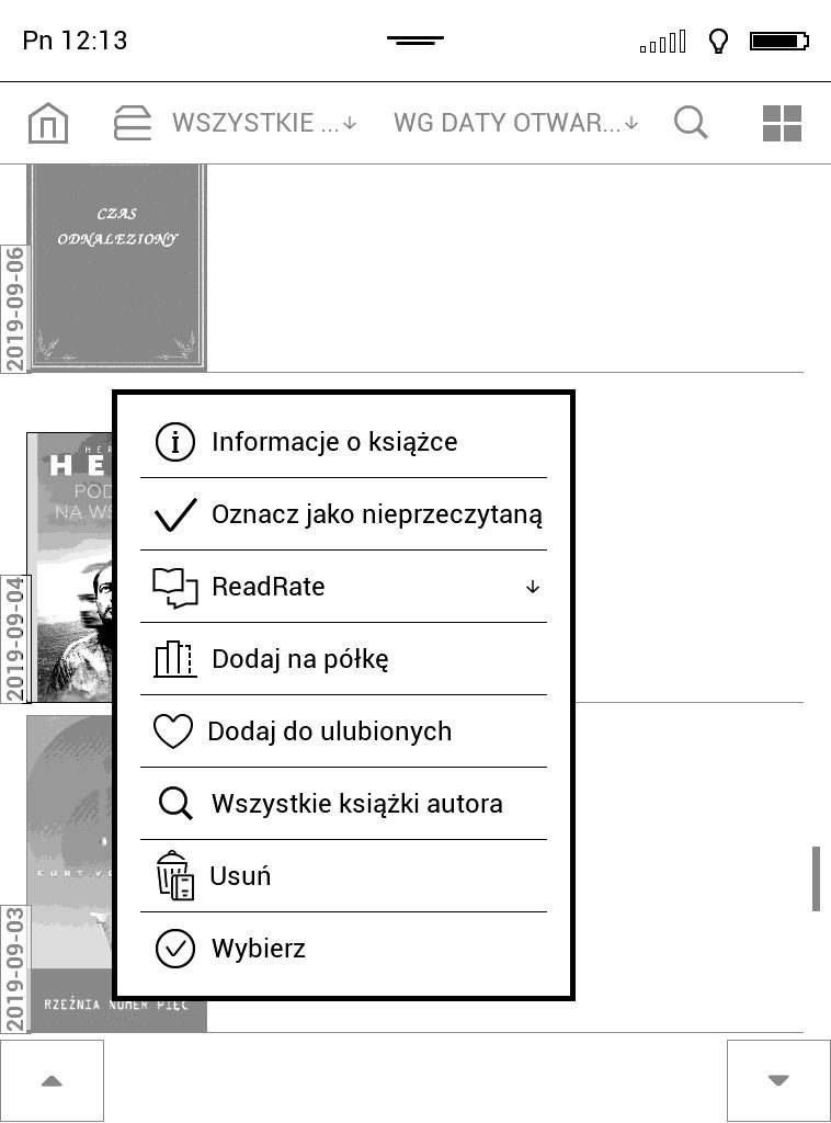 Dodawanie ebooka do kolekcji na czytniku PocketBook