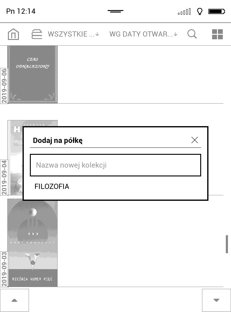 Dodawanie ebooka do kolekcji na czytniku PocketBook