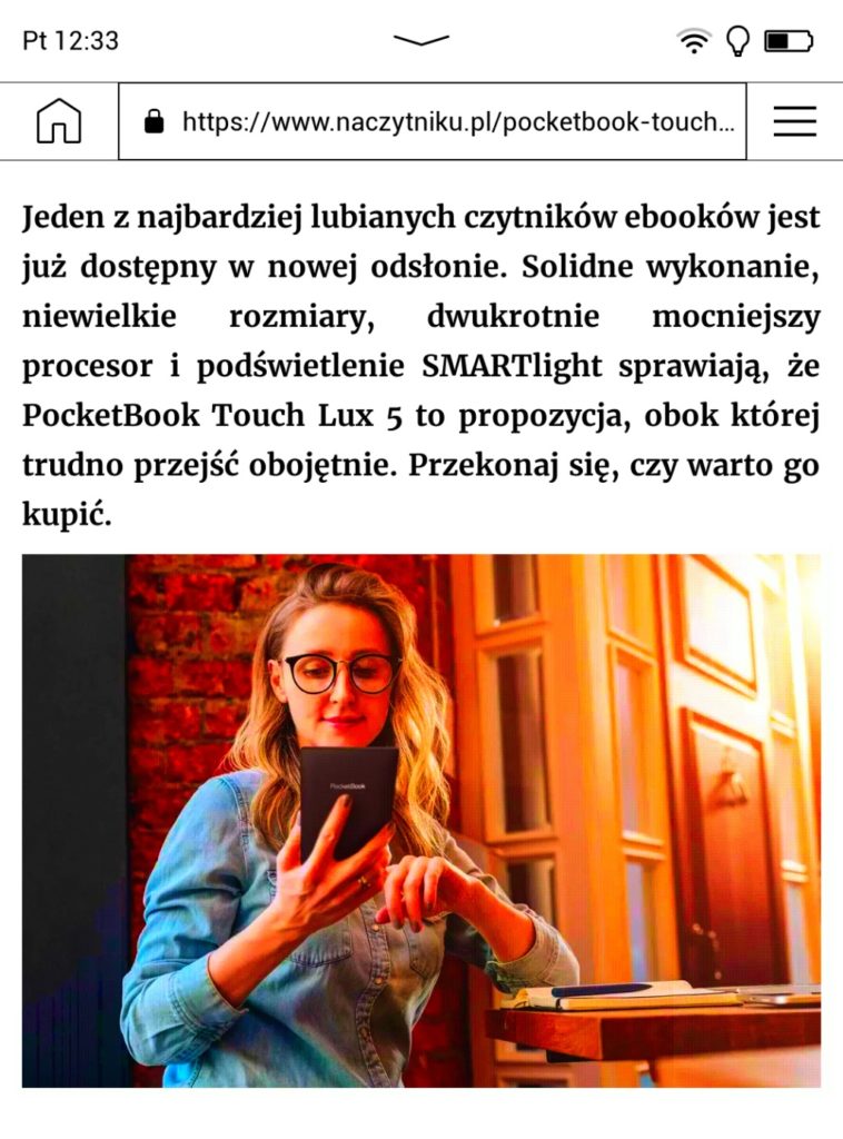 Przeglądanie Internetu na czytniku PocketBook Color