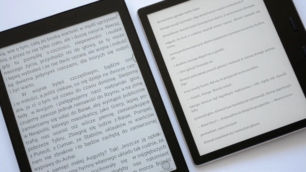 Porównanie wielkości ekranów Onyx Boox Nova 2 i Kindle Oasis 3