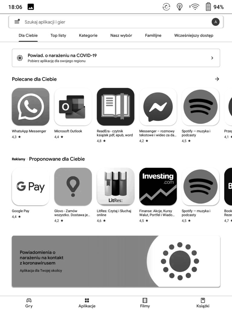 Google Play na czytnikach Onyx Boox