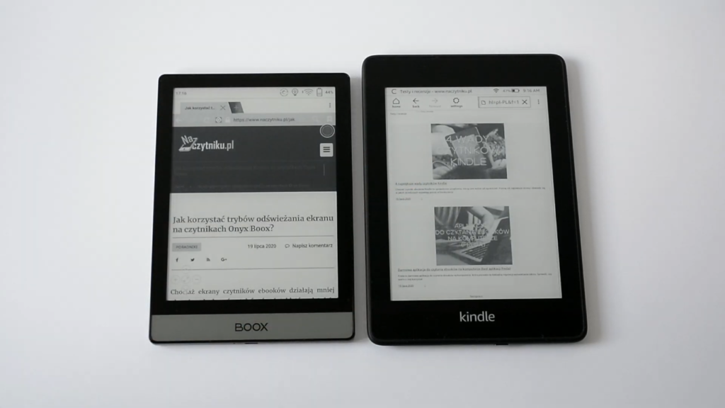 Przeglądanie Internetu na Onyx Boox Poke 2 i Kindle Paperwhite 4