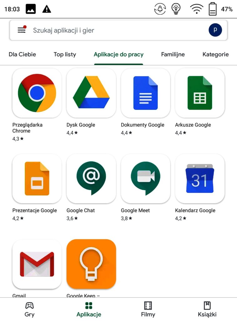 Aplikacje w Google Play na Onyx Boox Poke 2