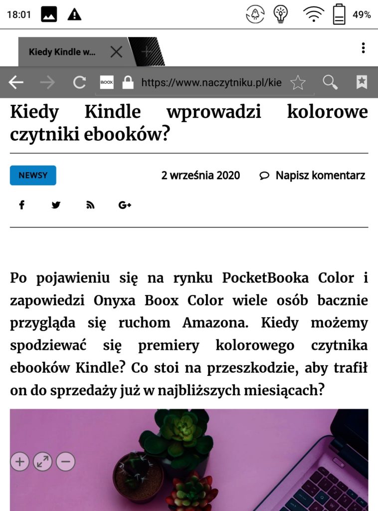 Przeglądanie Internetu na Onyx Boox Poke 2