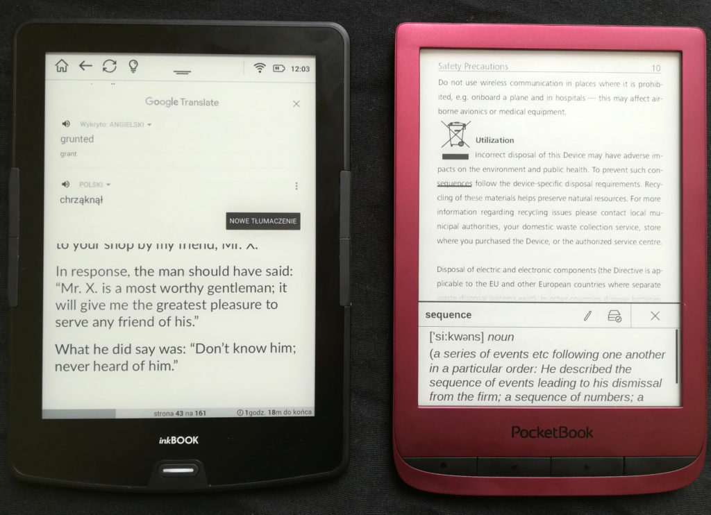 Tłumaczenie obcojęzycznych wyrazów na InkBOOKu Calypso i PocketBooku Touch Lux 5