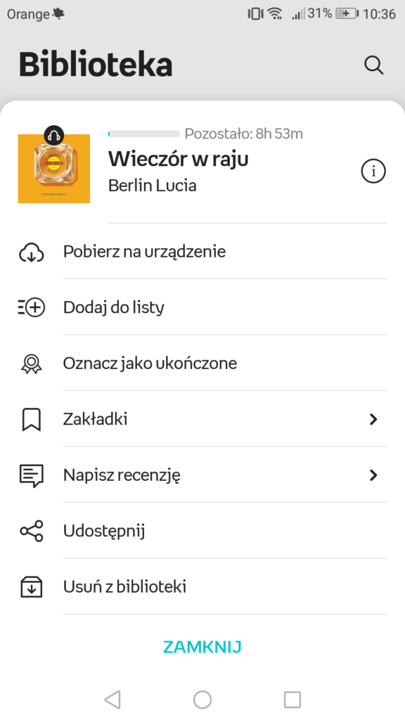 Pobieranie audiobooka na urządzenie w aplikacji Empik Go