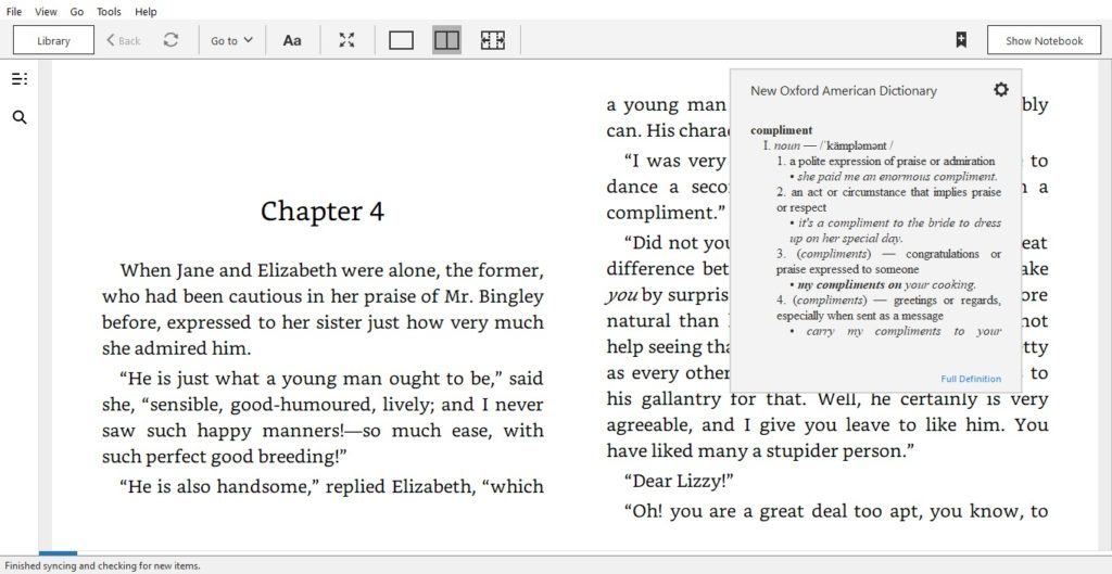 Korzystanie z tłumaczeń w aplikacji Kindle for PC