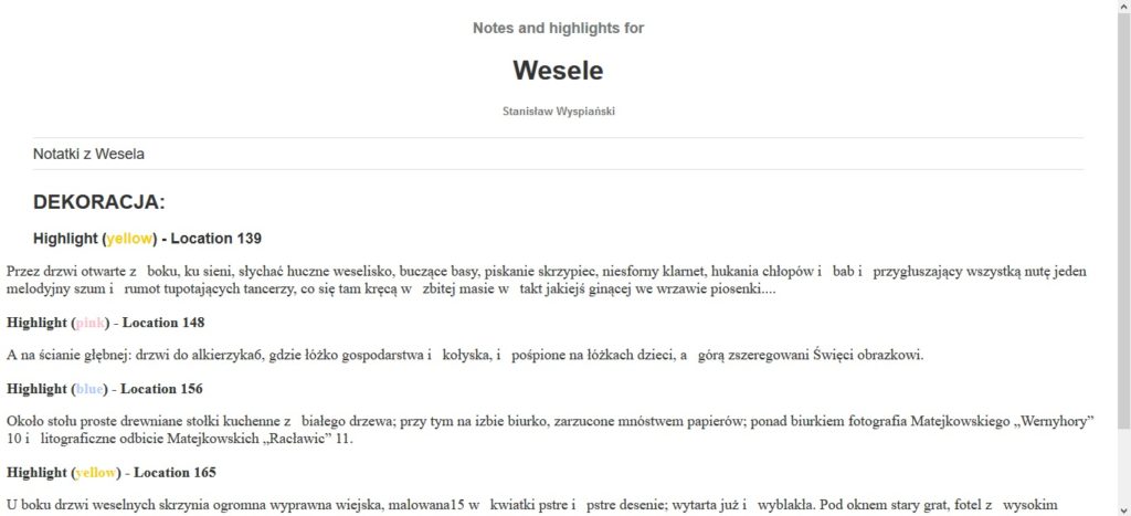 Eksportowanie notatek w aplikacji Kindle for PC