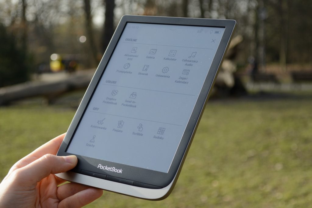 Menu aplikacji na czytniku PocketBook InkPad Color