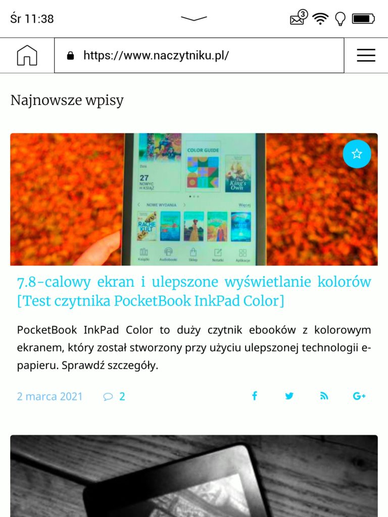 Przeglądanie Internetu na czytniku PocketBook InkPad Color