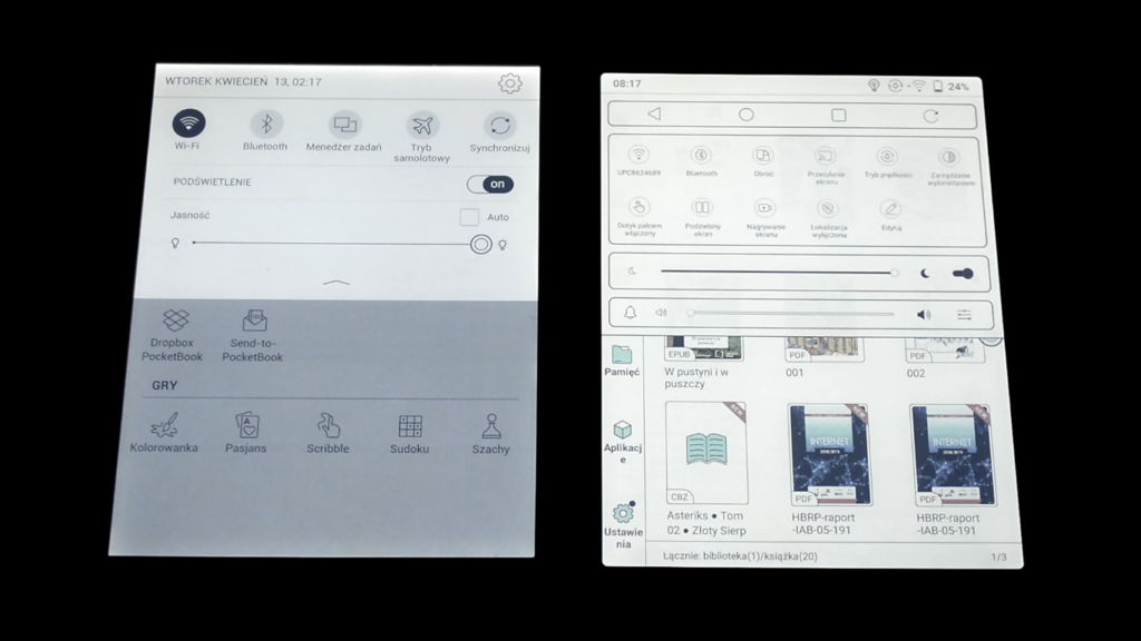 Podświetlenie ekranu na czytnikach PocketBook InkPad Color i Onyx Boox Nova 3 