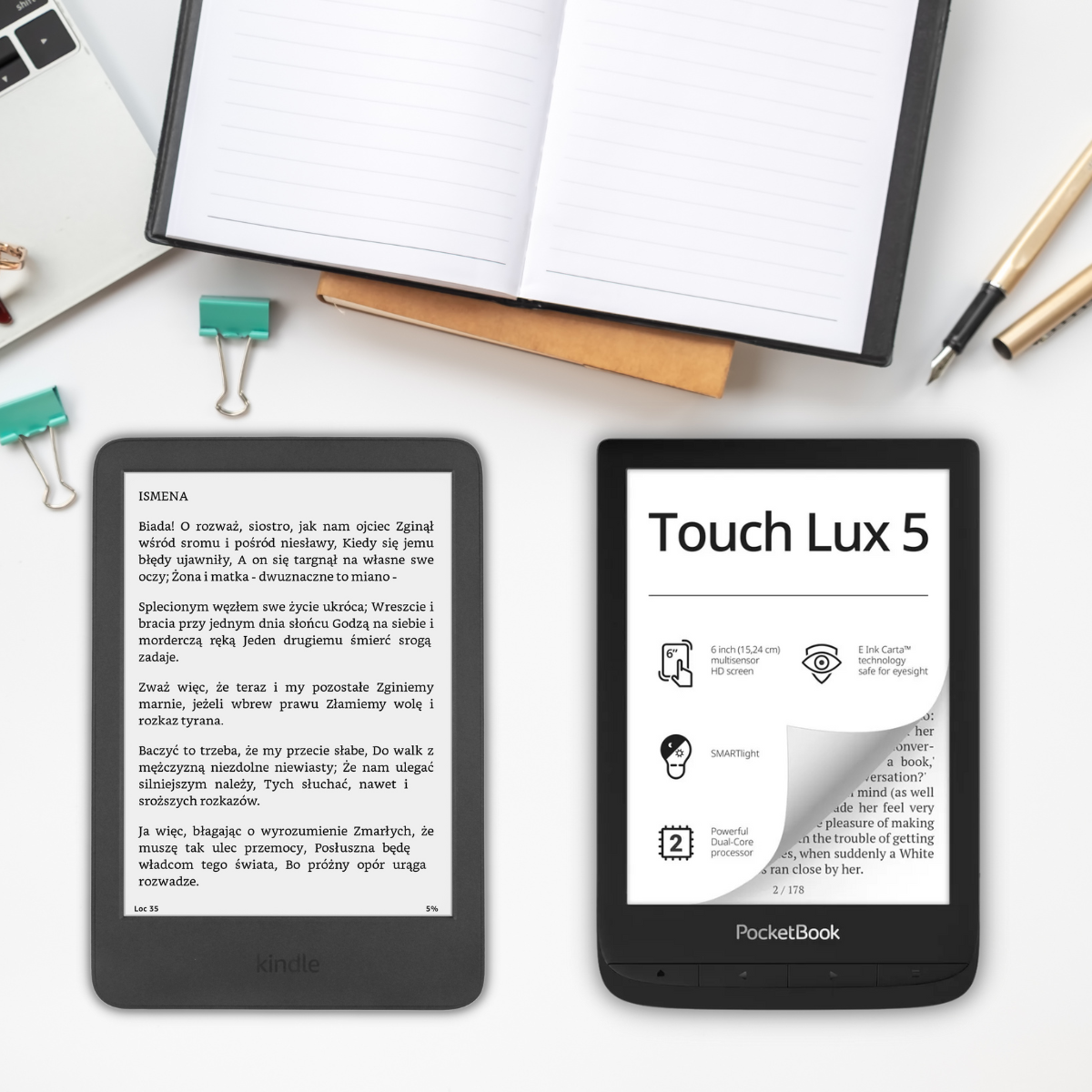 Kindle 11 vs. PocketBook Touch Lux 5 - NaCzytniku.pl