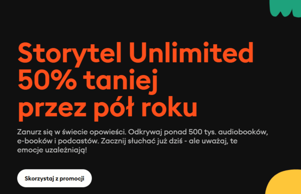 Storytel informacja o promocji ze strony firmy