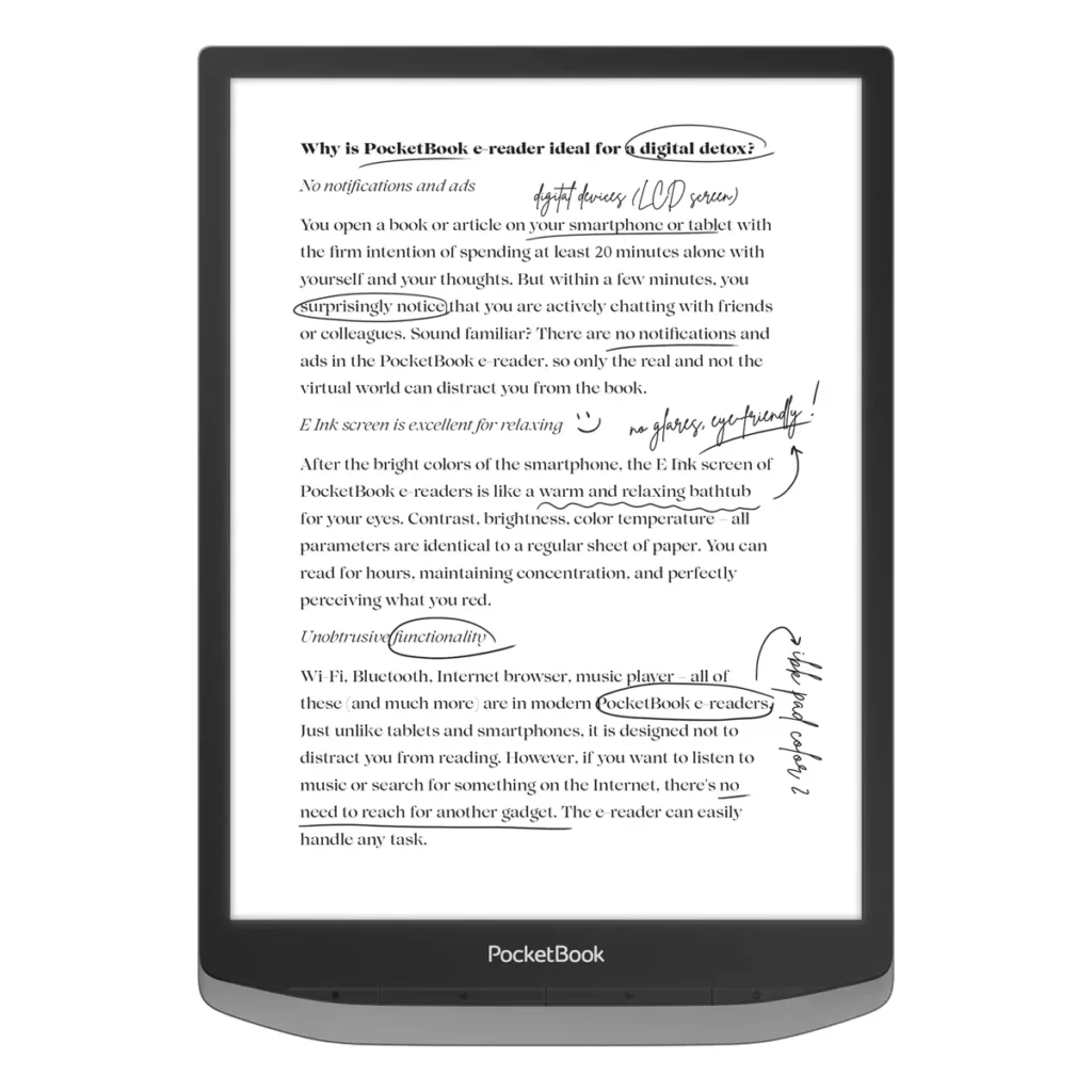 Robienie notatek na e-booku na e-czytniku InkPad X Pro