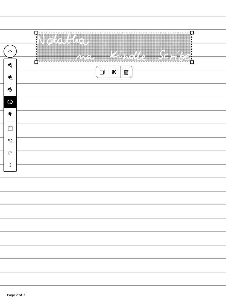 Narzędzie lasso i usuwanie fragmentów notatki