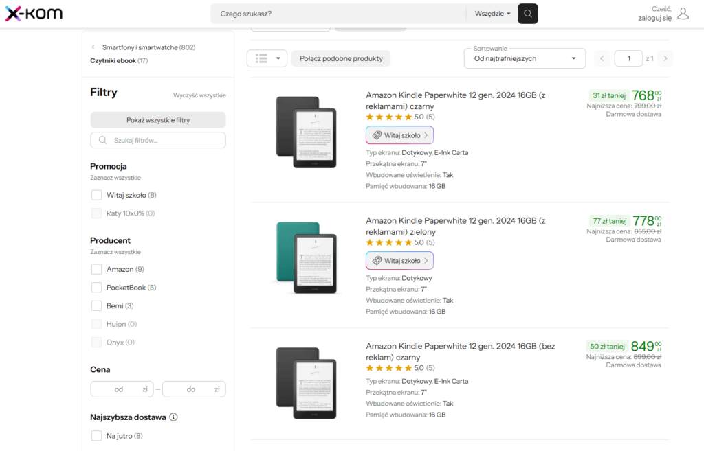 Promocje na czytniki ebook Sierpień 2025 na stronie X-kom