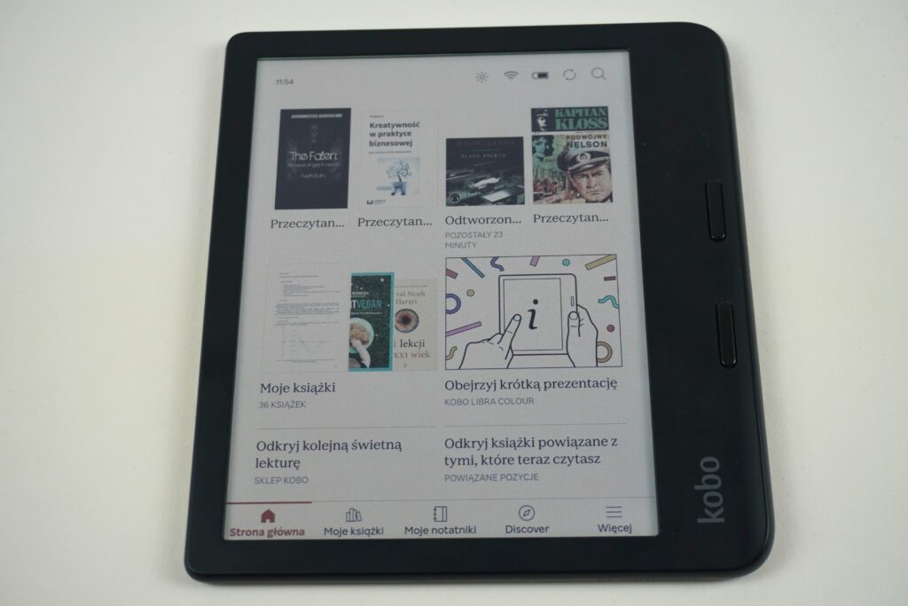 Czytnik do ebooków Kobo Libra Colour 7 cali, menu główne 