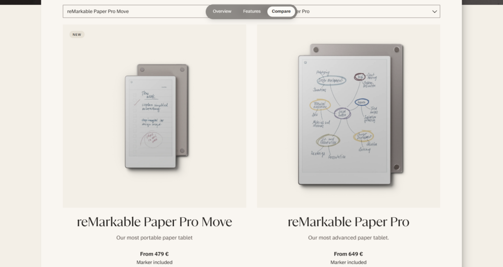 ReMarkable Paper Pro Move zdjęcie czytnika ze strony producenta