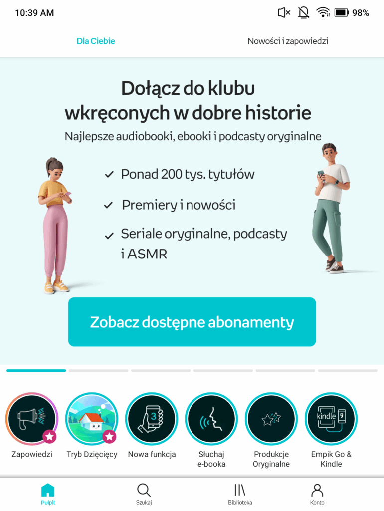 Aplikacja Empik Go na czytiku Onyx Boox Go Color 7 Gen 2 