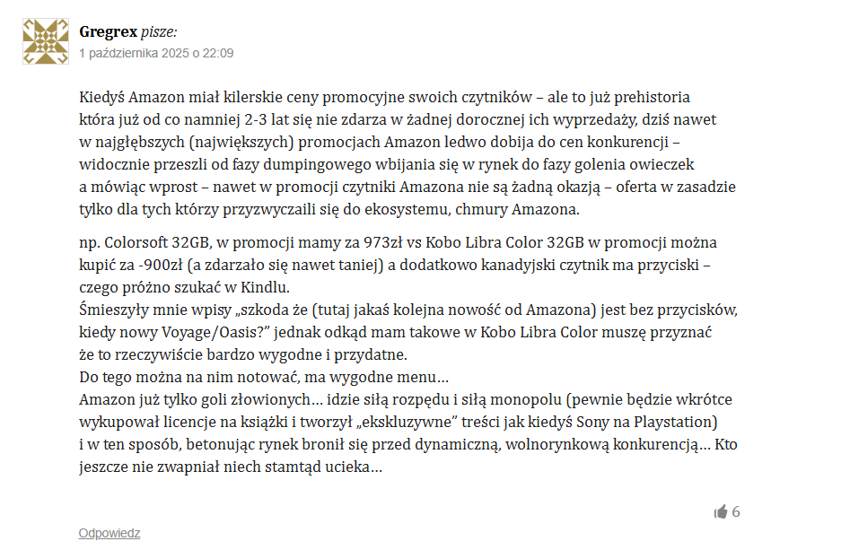 Opinie użytkowników na temat nowego czytnika Kindle Sricbe Colorsoft na portalu świat czytników