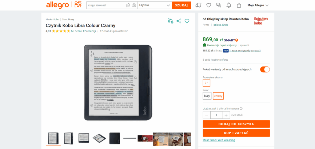 Czytnik E ink Kobo Libra Colour