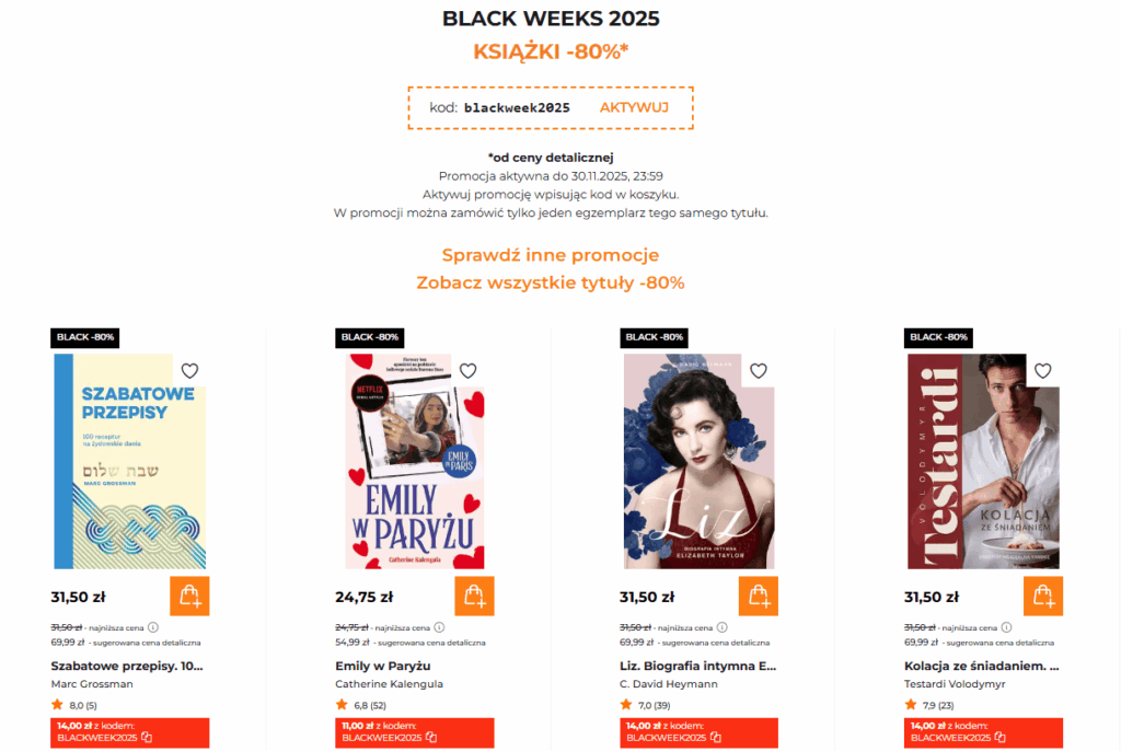 Black Friday, książki na promocji